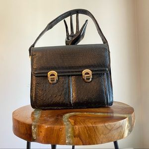 Black leather bag